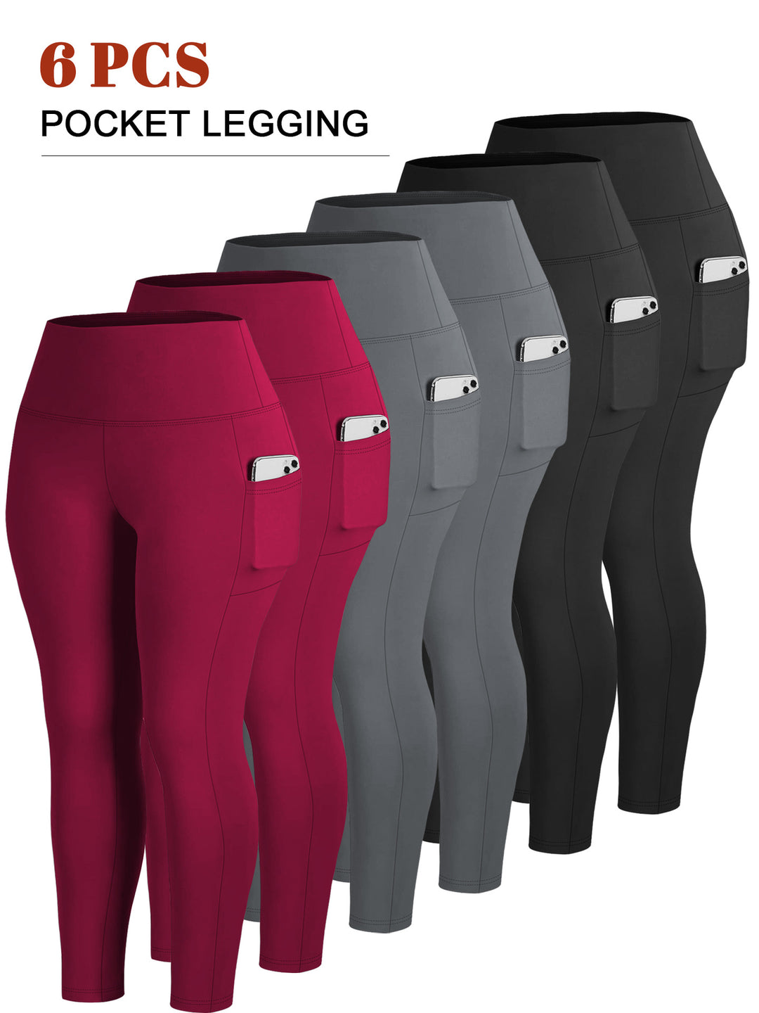 Damen Knöchelhohe Sportleggings mit hohem Bund und seitlicher Smartphone-Tasche – Avélisse