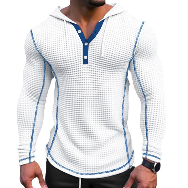 Herren stylisches Kapuzenshirt mit strukturiertem Design und Knopfleiste Echoarchiv