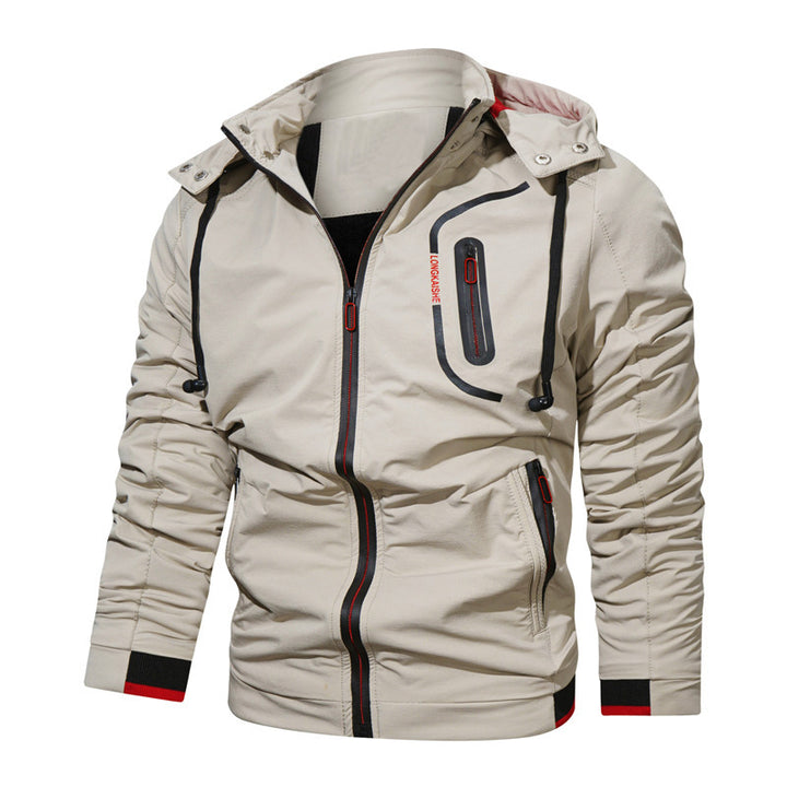 Herren leichte Tech-Softshelljacke mit Kapuze, versiegelten Reißverschlüssen und kontrastierten Bündchen – Taviero