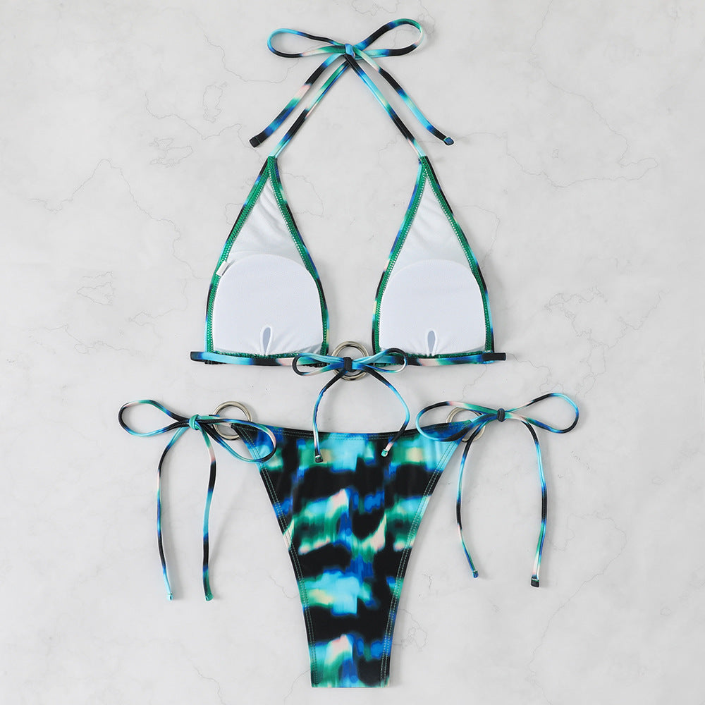Damen Triangel-Bikini-Set mit glänzendem Ring-Detail Echo Archiv