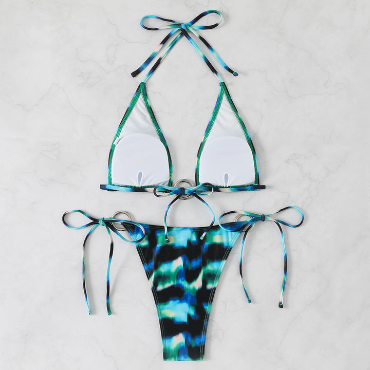 Damen Triangel-Bikini-Set mit glänzendem Ring-Detail Echo Archiv
