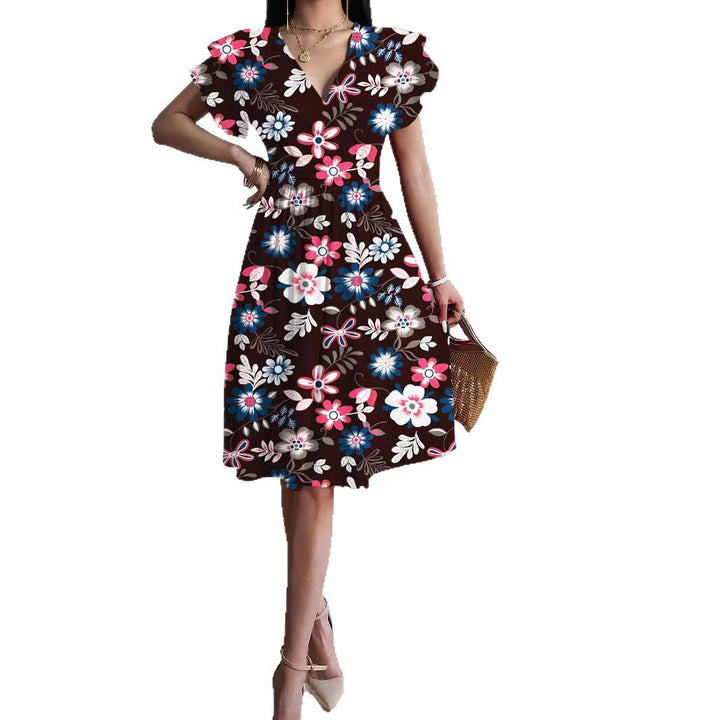 Damen Wickelkleid mit voluminösen Ärmeln und femininem V-Ausschnitt Echo Archiv