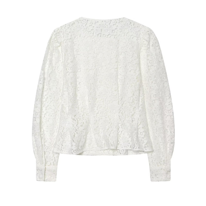 Damen Spitzenjacke mit zarter Blumen-Spitze, dekorativer Knopfleiste und ballonärmeln Echo Archiv