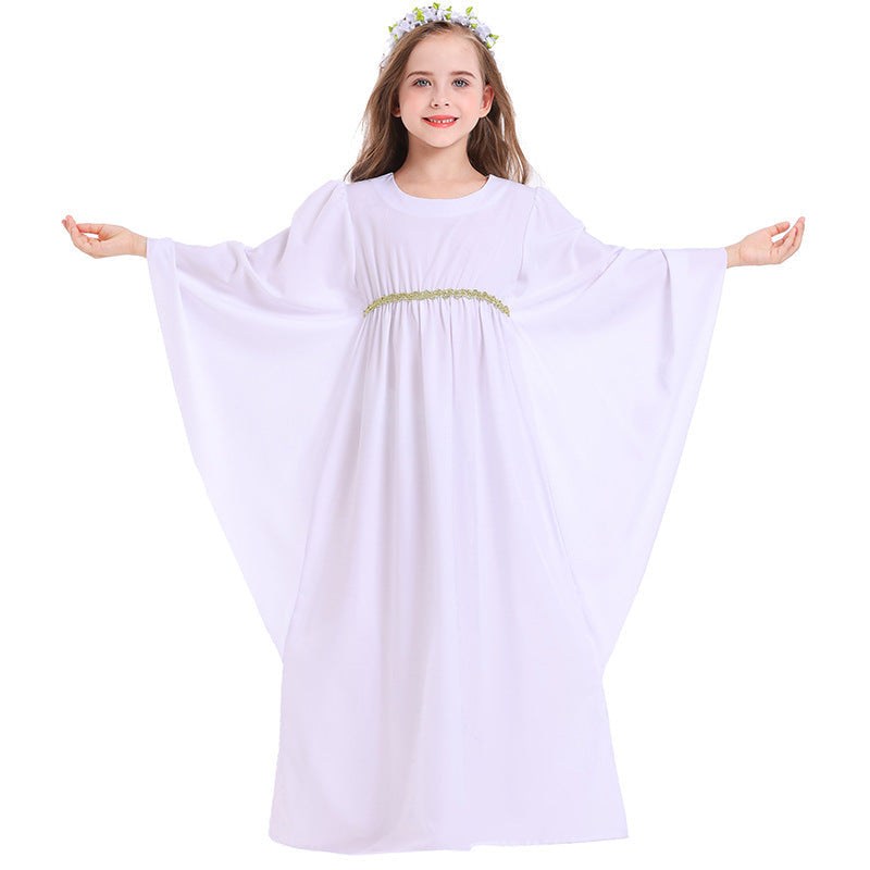 Mädchen märchenhaftes Kleid mit weitem Ärmeln und floralem Gürtel Echo Archiv