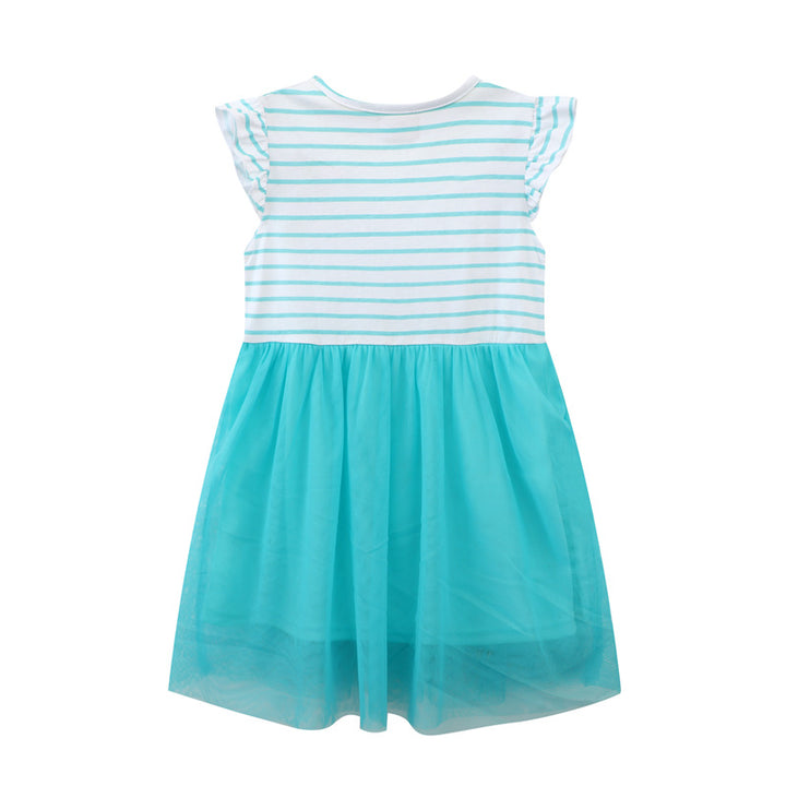 Mädchen Tüllkleid mit buntem Einhorn-Motiv und gestreiftem Oberteil Echo Archiv