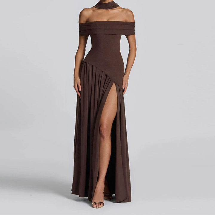 Damen Off-Shoulder Maxikleid mit hohem Schlitz Echo Archiv