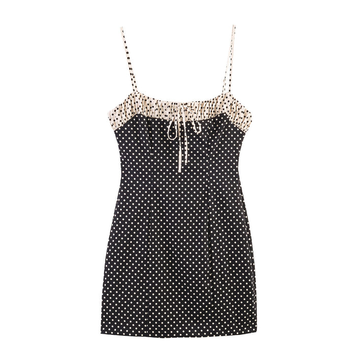 Damen Spaghettiträgerkleid mit Raffungen und Polka-Dots Echo Archiv