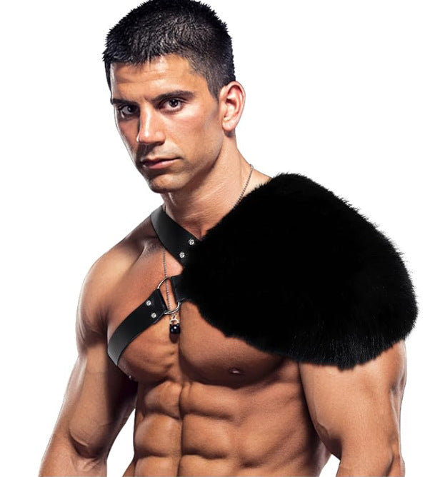 Herren Schulter-Harness mit abnehmbarem Kunstpelz-Schulterbesatz und verstellbaren Lederriemen Echo Archiv