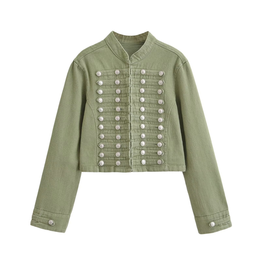Damen Jeansjacke im Military-Stil mit Stehkragen und dekorativen Zierknopfleisten Echo Archiv