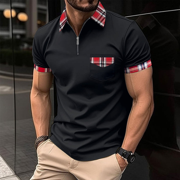 Herren Polo-Kurzarmhemd mit modischem Karo-Kragen Echoarchiv