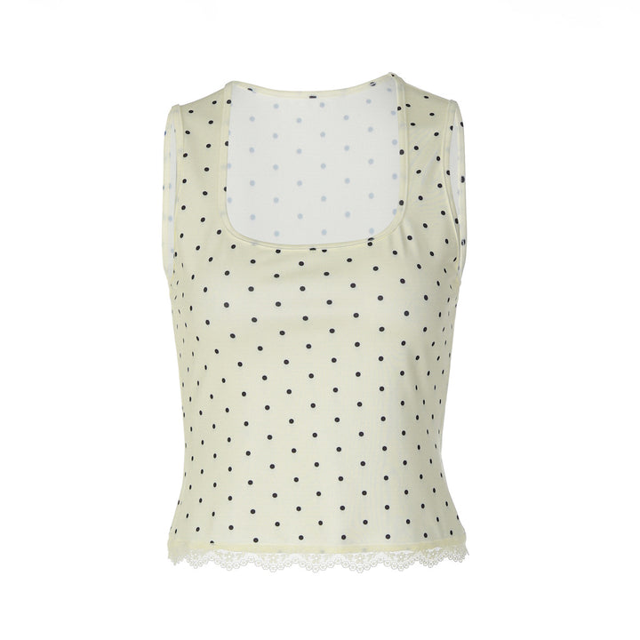 Damen Polka-Dots Trägershirt mit Spitzenrand Echo Archiv