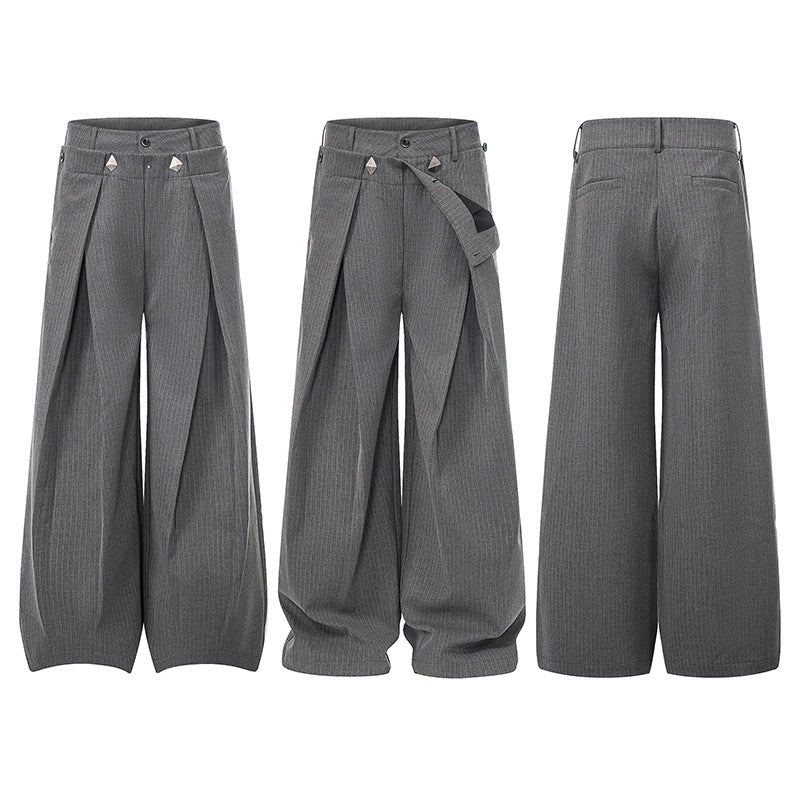 Damen Weite High-Waist Culotte-Hose mit markanter Faltenlegung und Zierknopf-Details Echoarchiv
