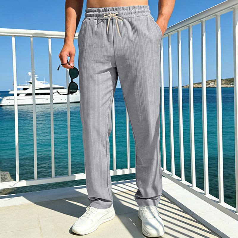 Herren Maritime Freizeit-Hose mit tonaler Rippstruktur, Kordelzug & Seitentaschen – Sorevano