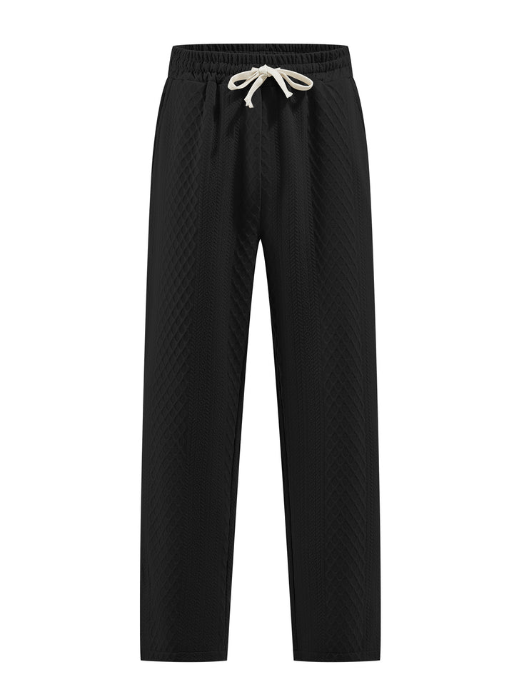 Damen nan komfortable strukturierte Loungehose mit elastischem Kordelbund und geradem Bein Echo Archiv