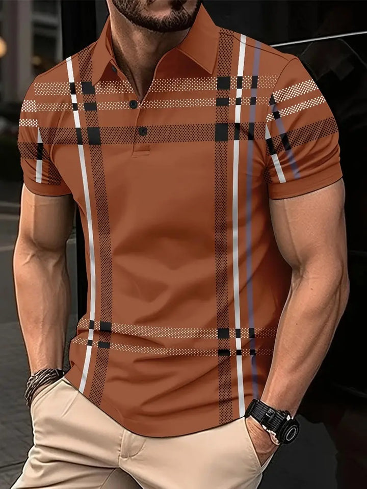 Herren modisches Polohemd mit auffälligem Karodesign Echoarchiv