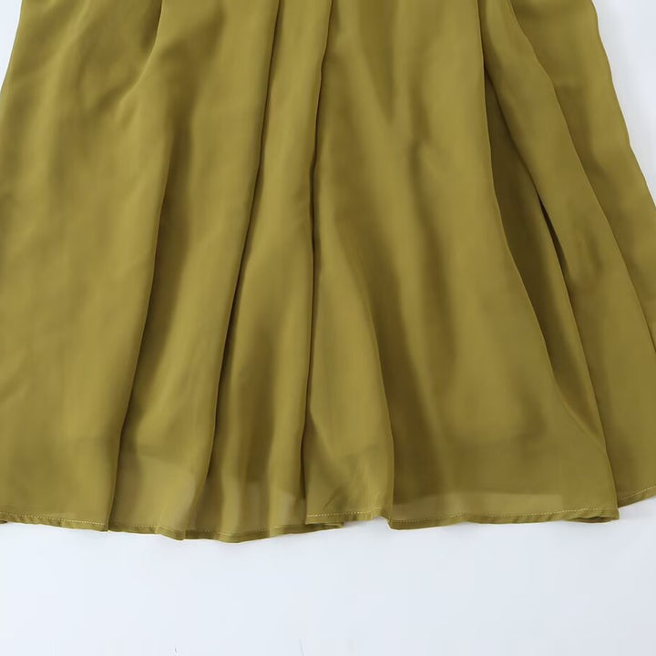 Damen Chiffon‑Maxikleid mit Bindeschleife, tailliertem Knotenband und Rüschenärmeln Echoarchiv
