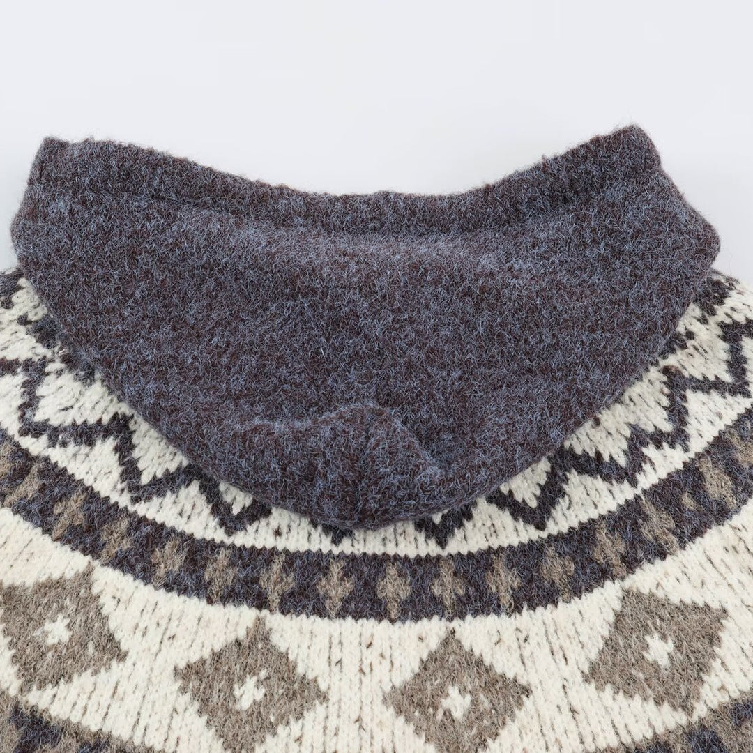Damen Kapuzen-Strickjacke im Norwegerstil mit Knebelverschlüssen Echoarchiv