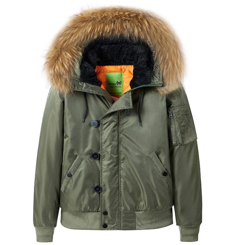 Herren  schwerer isolierter Pilotenparka-Jacke mit abnehmbarem Kunstfellkragen und sherpa-gefüttertem Innenraum Echo Archiv