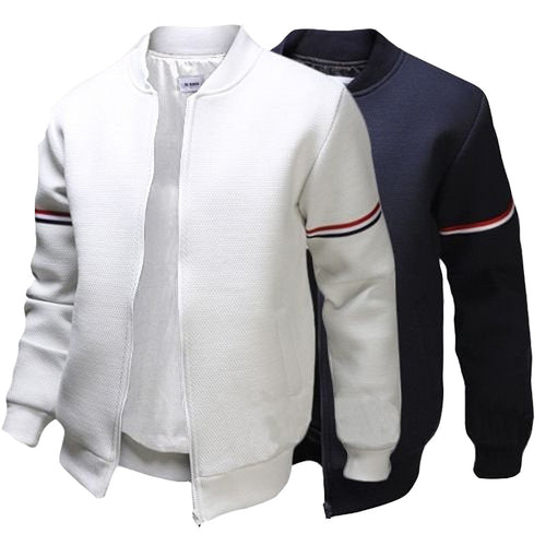 Herren sportliche Zip-Jacke mit strukturierter Oberfläche und Kontraststreifen Echoarchiv
