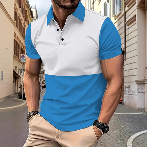 Herren Poloshirt mit modernem Farb-Blockdesign und atmungsaktivem Material Echoarchiv