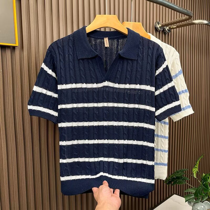 Herren Kurzarm-Pullover mit strukturierter Strickweise Echo Archiv