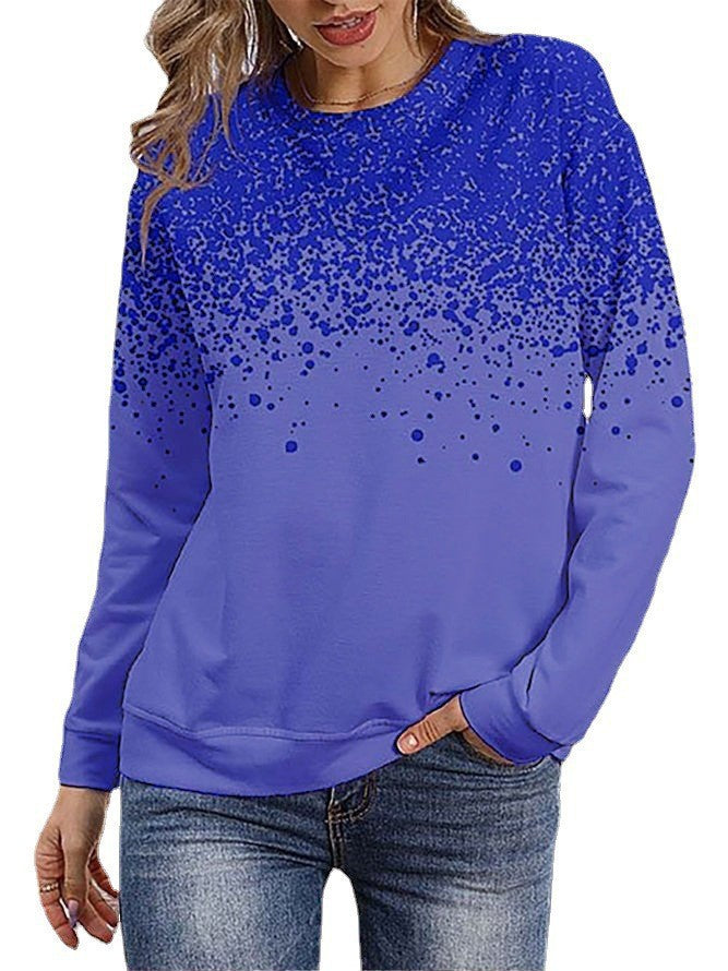Damen Sweatshirt mit Farbverlauf-Punktdruck und Rundhalsausschnitt Echoarchiv