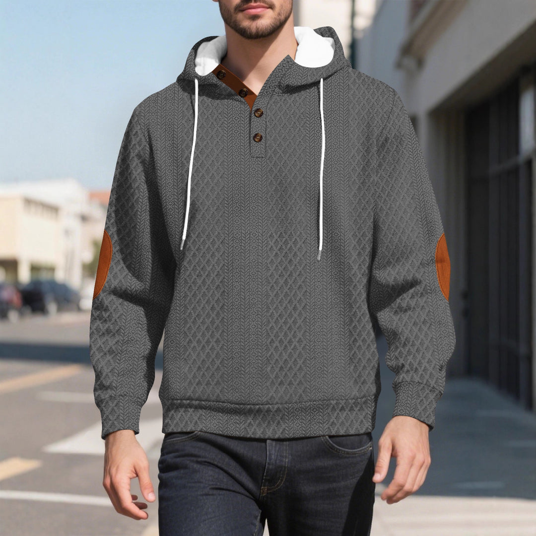 Herren lässiger Kapuzenpullover mit innovativer Strickstruktur und modischen Akzenten Echoarchiv