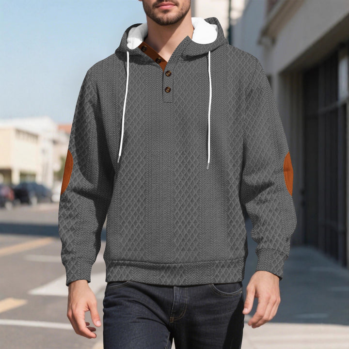 Herren lässiger Kapuzenpullover mit innovativer Strickstruktur und modischen Akzenten Echoarchiv