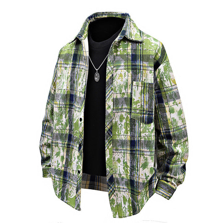 Herren oversized Karobluse mit kreativen Farbakzenten und praktischen Brusttaschen Echoarchiv