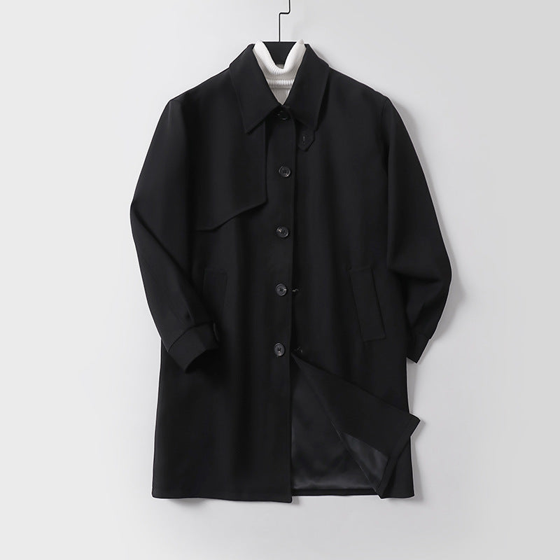 Herren midilanger Oversize-Kurzmantel mit durchgehender Knopfleiste und feinem Innenfutter Echoarchiv