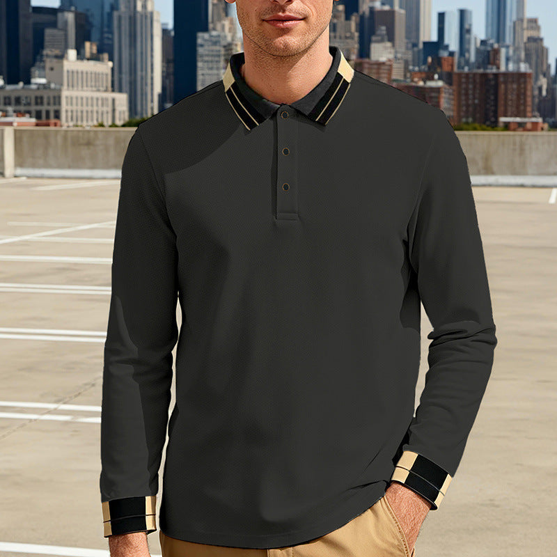 Herren nan langärmeliges Poloshirt mit Kontrastkragen und gerippten Manschetten Echo Archiv