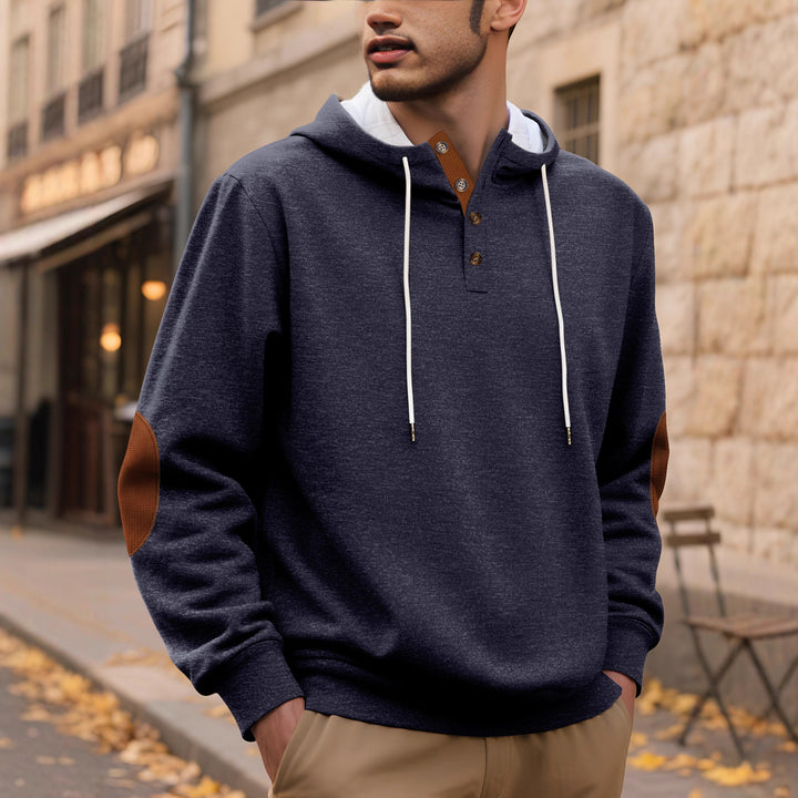 Herren Kapuzenpullover mit modischer Knopfleiste und strukturiertem Design Echoarchiv