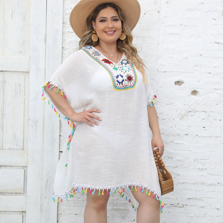 Damen Strandtunika mit fransigen Details Echo Archiv