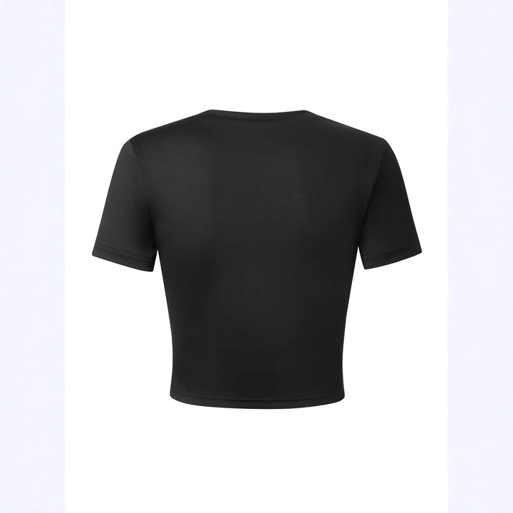Damen Kurzarm T-Shirt mit elegantem Schleifenmuster und figurbetontem Design Echo Archiv