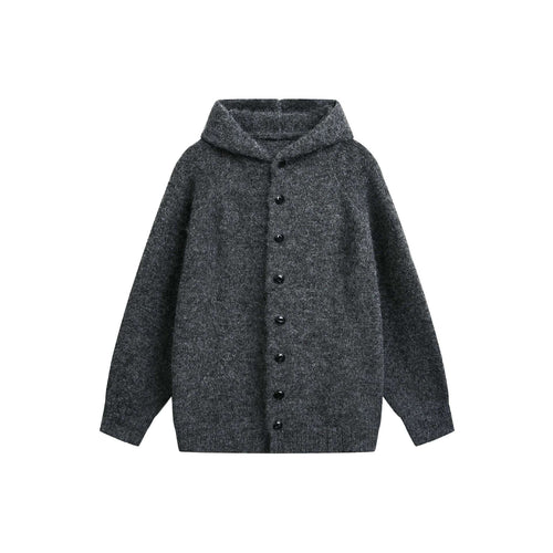 Damen Wollmix‑Cape‑Cardigan mit Kapuze, Knopfleiste und Raglanärmeln Echoarchiv