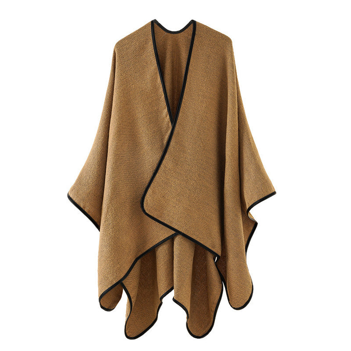 Damen Wollmix-Cape im Oversize-Umhang mit Kontrastkettelung – Avérine