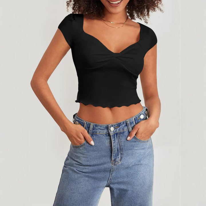 Damen Crop-Top mit herzförmigem Ausschnitt und Raffung Echo Archiv