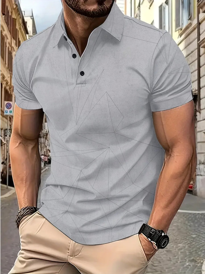 Herren Kurzarm Poloshirt mit modernem geometrischen Muster Echoarchiv