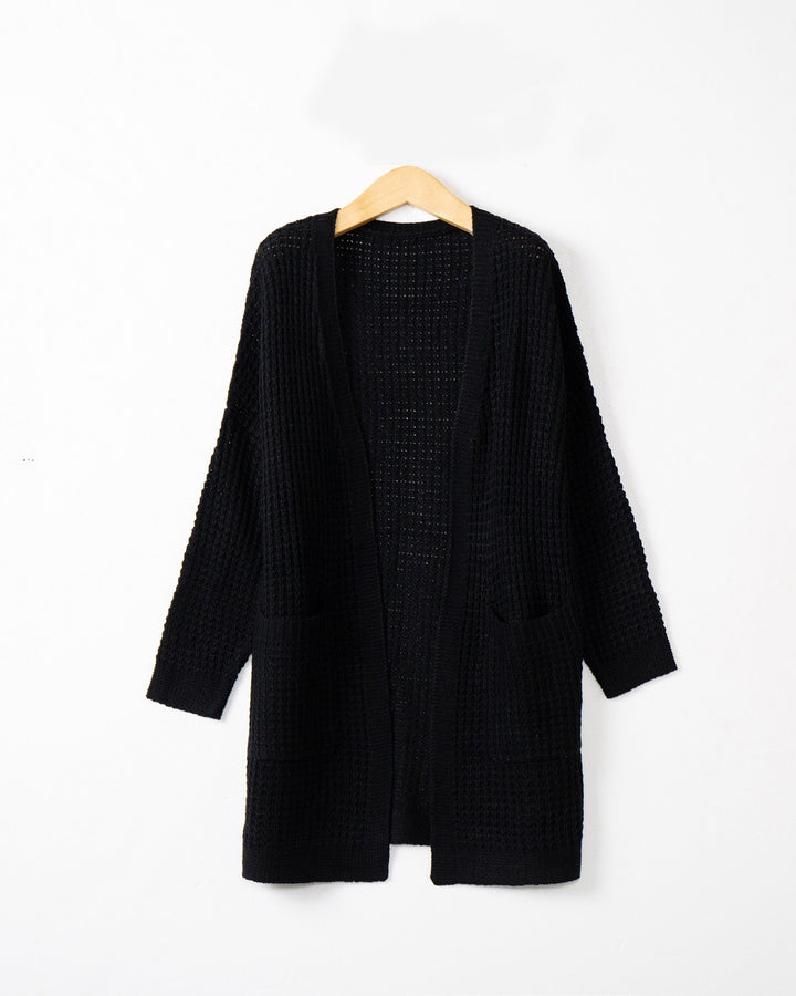 Damen Langer Oversize Strickmantel mit offener Front und aufgesetzten Taschen Echo Archiv