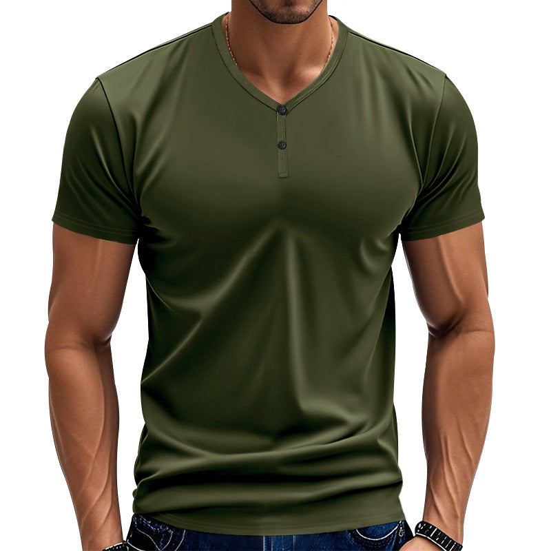 Herren Kurzarm Henley-T-Shirt mit atmungsaktiver Struktur Echoarchiv