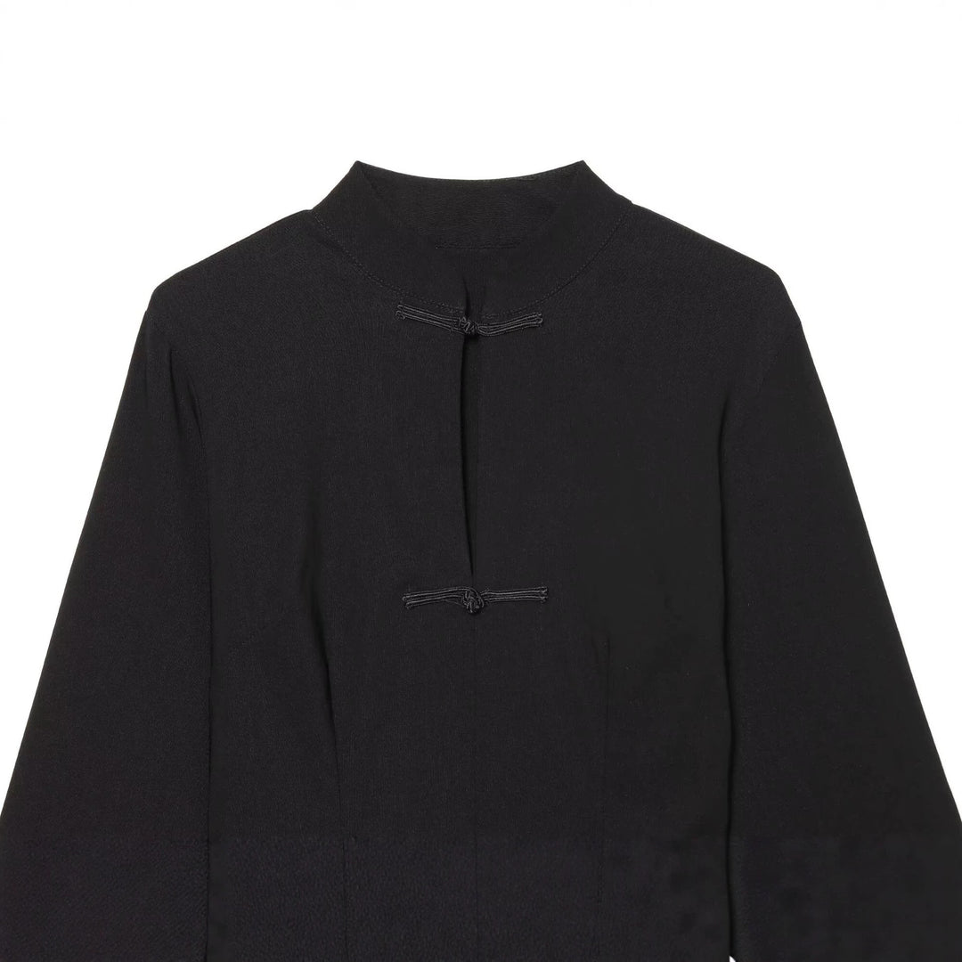 Damen Cape‑Mantel mit Stehkragen chinesischen Knotenverschlüssen und weiten Kimonoärmeln Echo Archiv