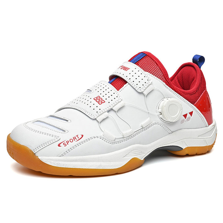 Unisex leichte Badminton‑Hallenschuhe mit rutschfester Gummilaufsohle, doppelte Klett‑Fixierung und Drehverschluss – Tavélo