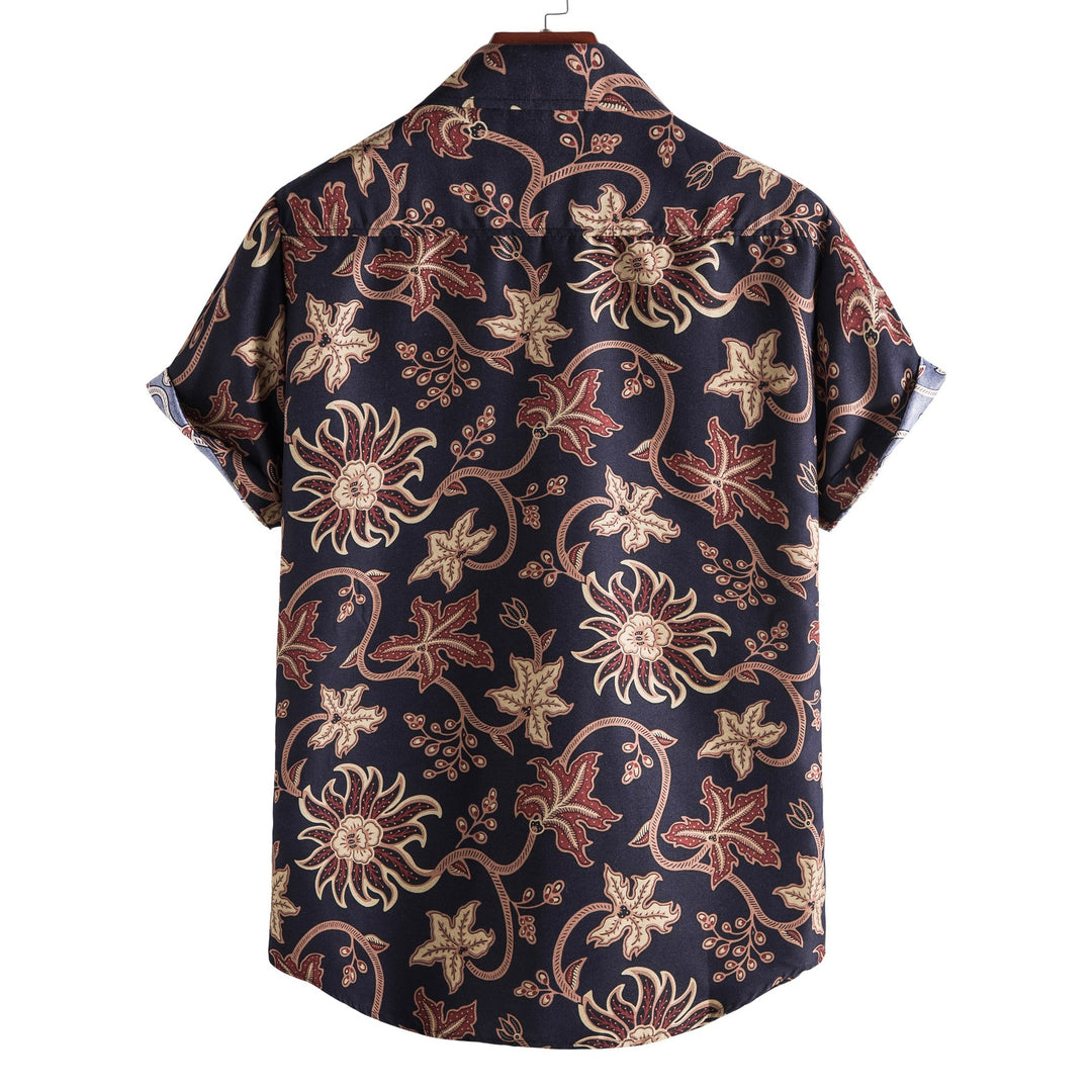 Herren Kurzarmhemd mit floralen Mustern und bequemer Passform Echoarchiv