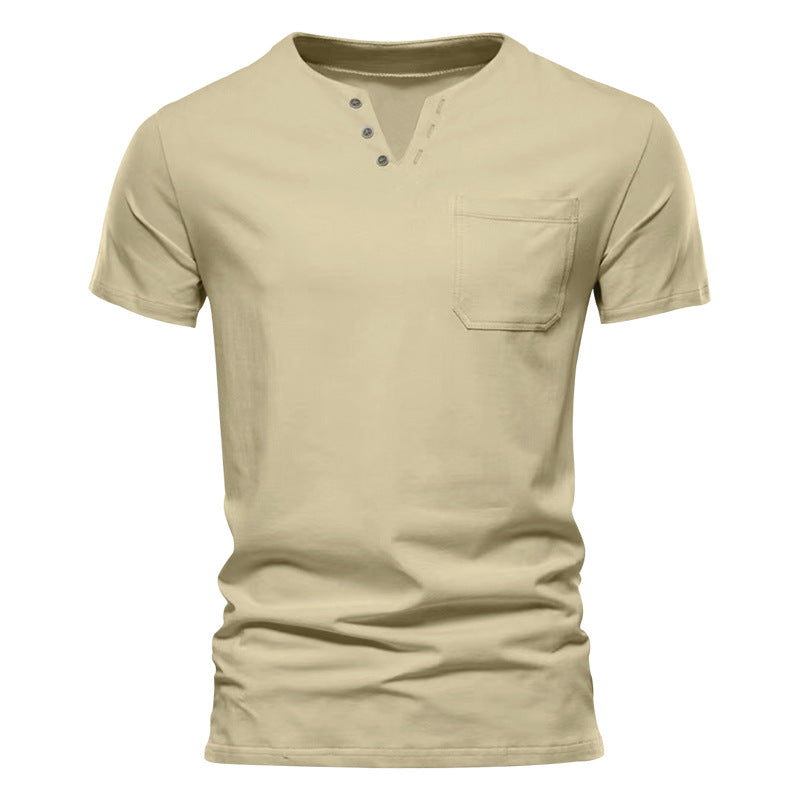 Herren Kurzarm-Henley-Shirt mit Knopfleiste und praktischer Brusttasche Echoarchiv