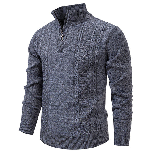 Herren nan gehobener Strickpullover mit Halbzip, Stehkragen und dekorativem Zopfmuster Echo Archiv