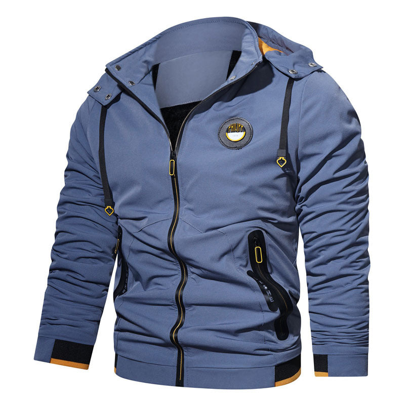 Herren leichte Kapuzenjacke im urbanen Tech‑Style mit wasserabweisenden Reißverschlüssen – Taviero