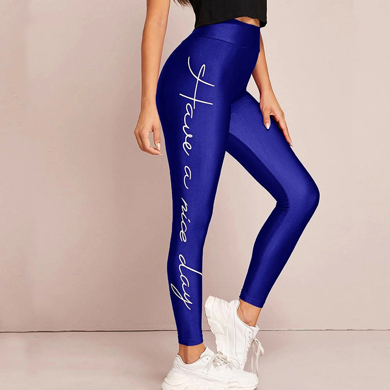 Damen Sportleggings mit inspirierendem Schriftzug und hohem Bund Echoarchiv