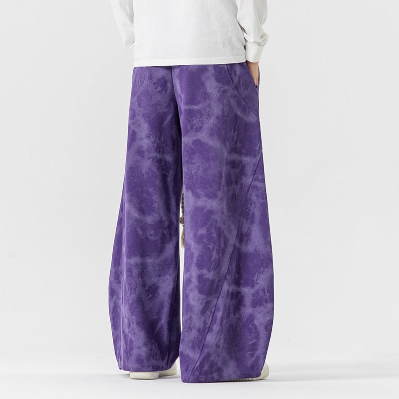 Unisex nan weite Batik-Haremshose mit dekorativem Kordelbund und tiefem Schritt Echo Archiv