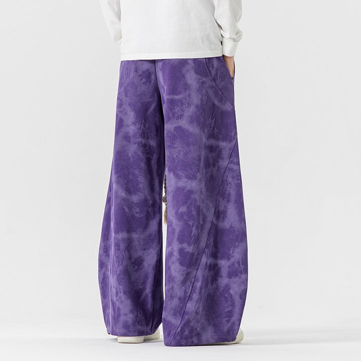 Unisex nan weite Batik-Haremshose mit dekorativem Kordelbund und tiefem Schritt Echo Archiv