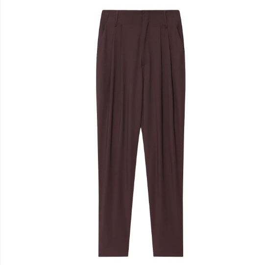 Damen 90+ hochtaillierte Bundfaltenhose mit weitem Sitz und tapered Bein Echo Archiv